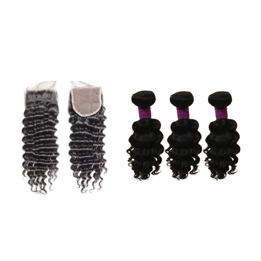 3 Bundle Deep Wave & 4X4 Closure